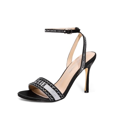 Black rhinestone ankle strap heels hotsell